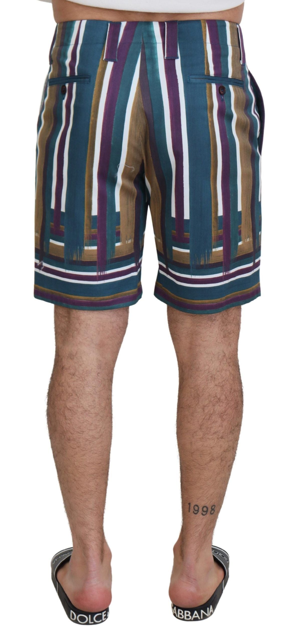 Pantalones cortos de algodón elástico a rayas multicolor de Dolce & Gabbana