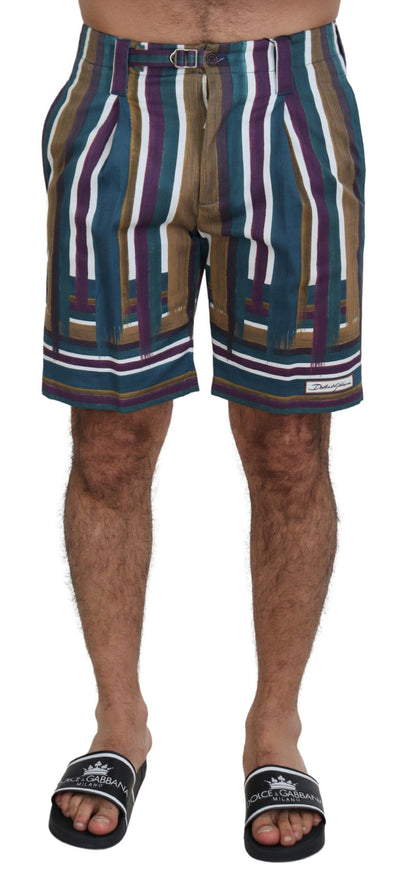 Pantalones cortos de algodón elástico a rayas multicolor de Dolce & Gabbana