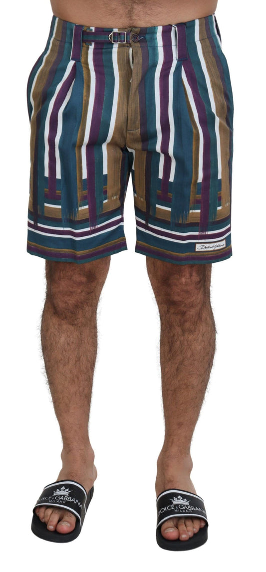 Pantalones cortos de algodón elástico a rayas multicolor de Dolce & Gabbana