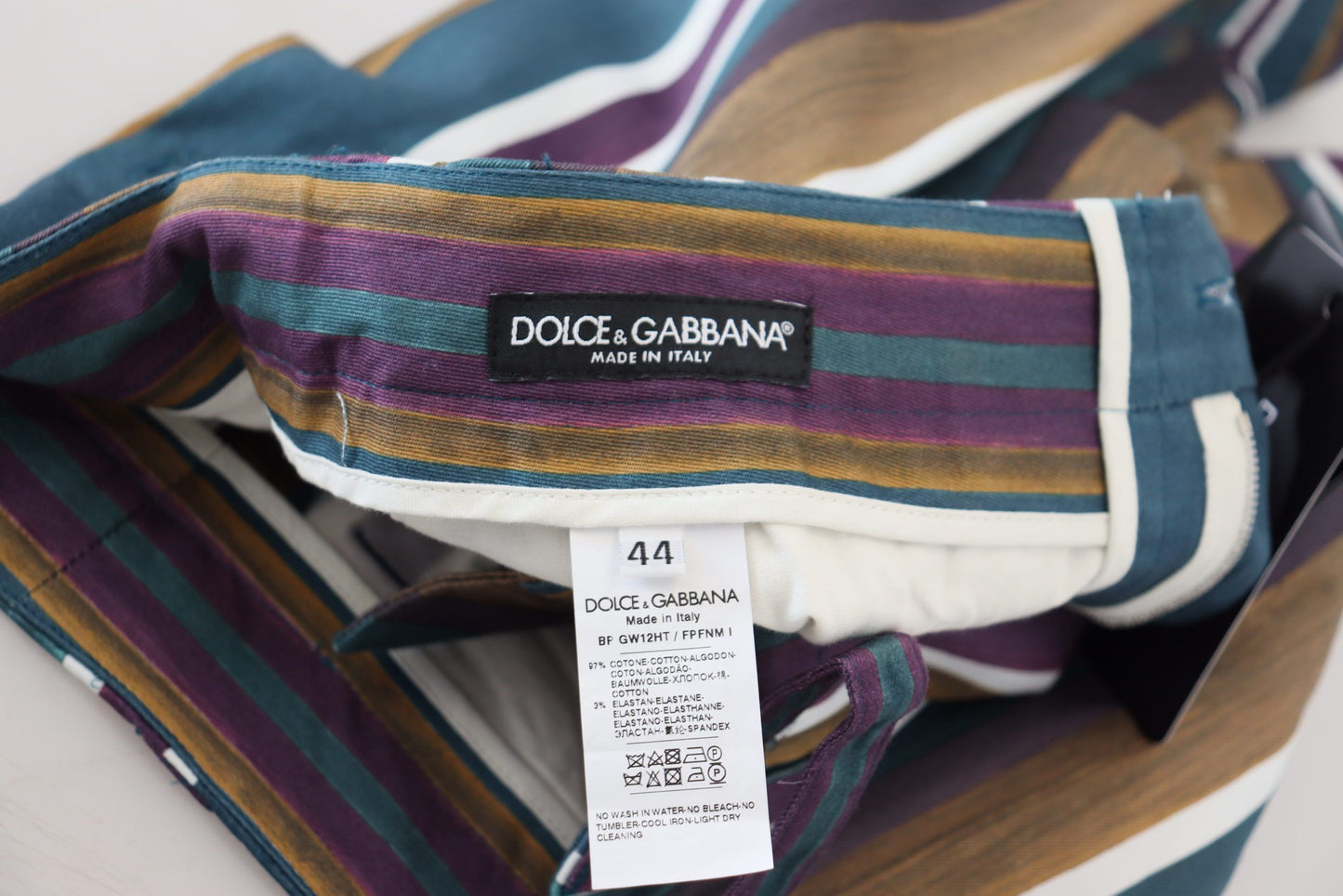 Pantalones cortos de algodón elástico a rayas multicolor de Dolce & Gabbana