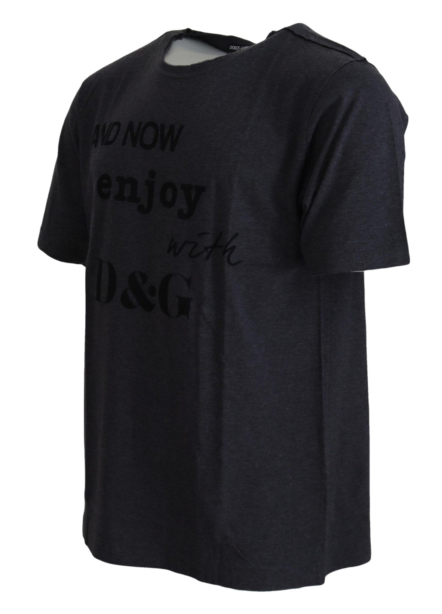 Camiseta de manga corta de algodón gris con cuello redondo de Dolce & Gabbana