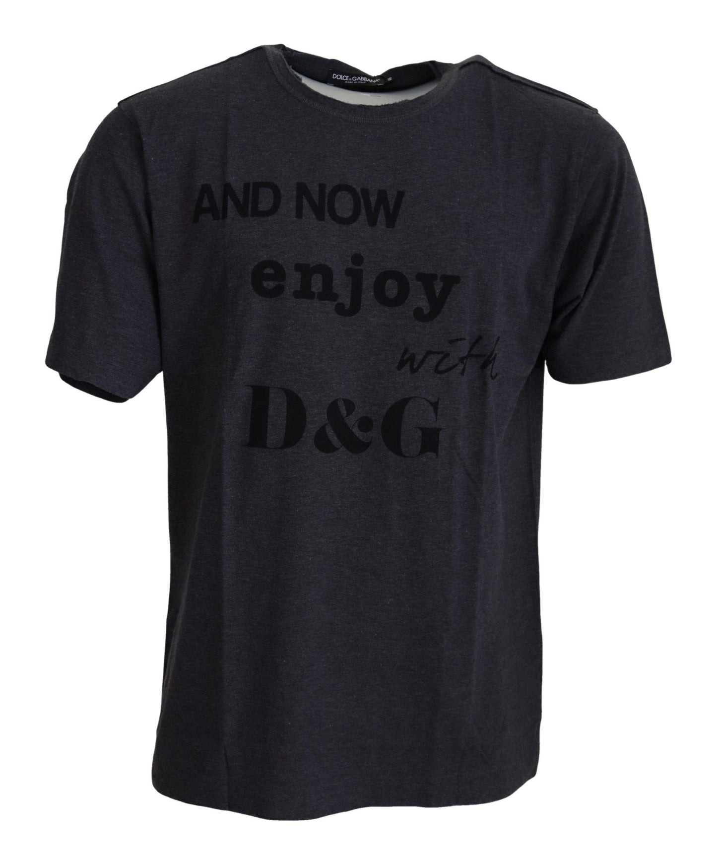 Camiseta de manga corta de algodón gris con cuello redondo de Dolce & Gabbana
