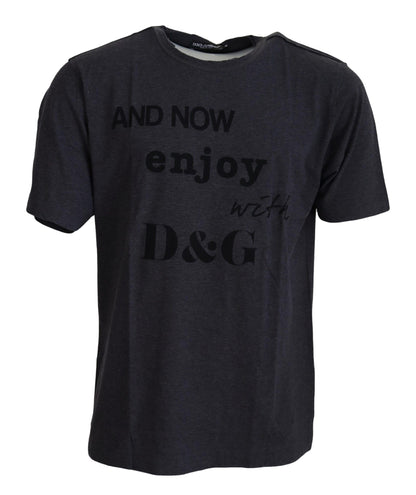 Camiseta de manga corta de algodón gris con cuello redondo de Dolce & Gabbana