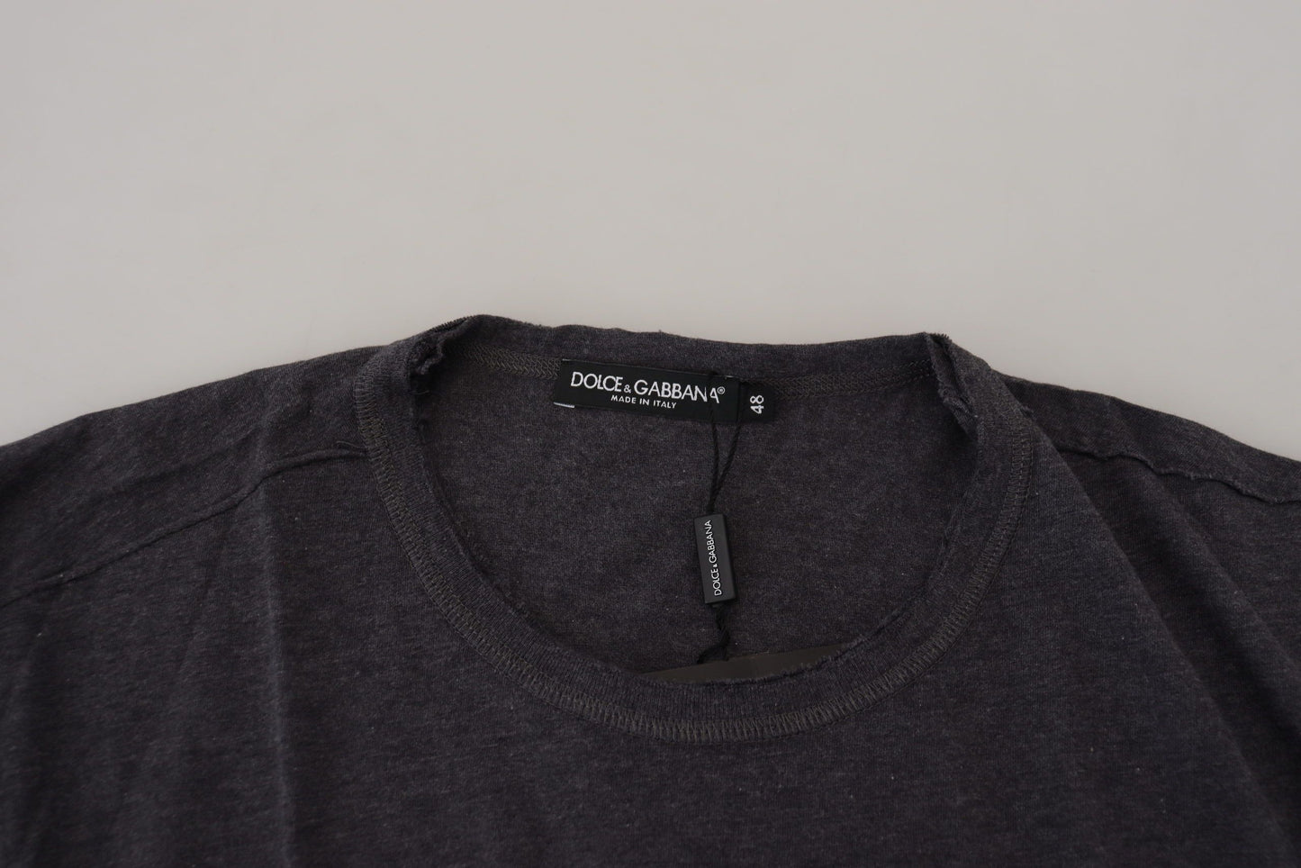 Camiseta de manga corta de algodón gris con cuello redondo de Dolce & Gabbana