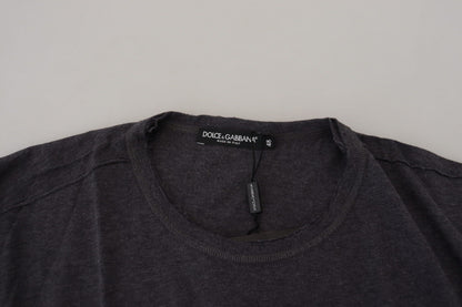 Camiseta de manga corta de algodón gris con cuello redondo de Dolce & Gabbana