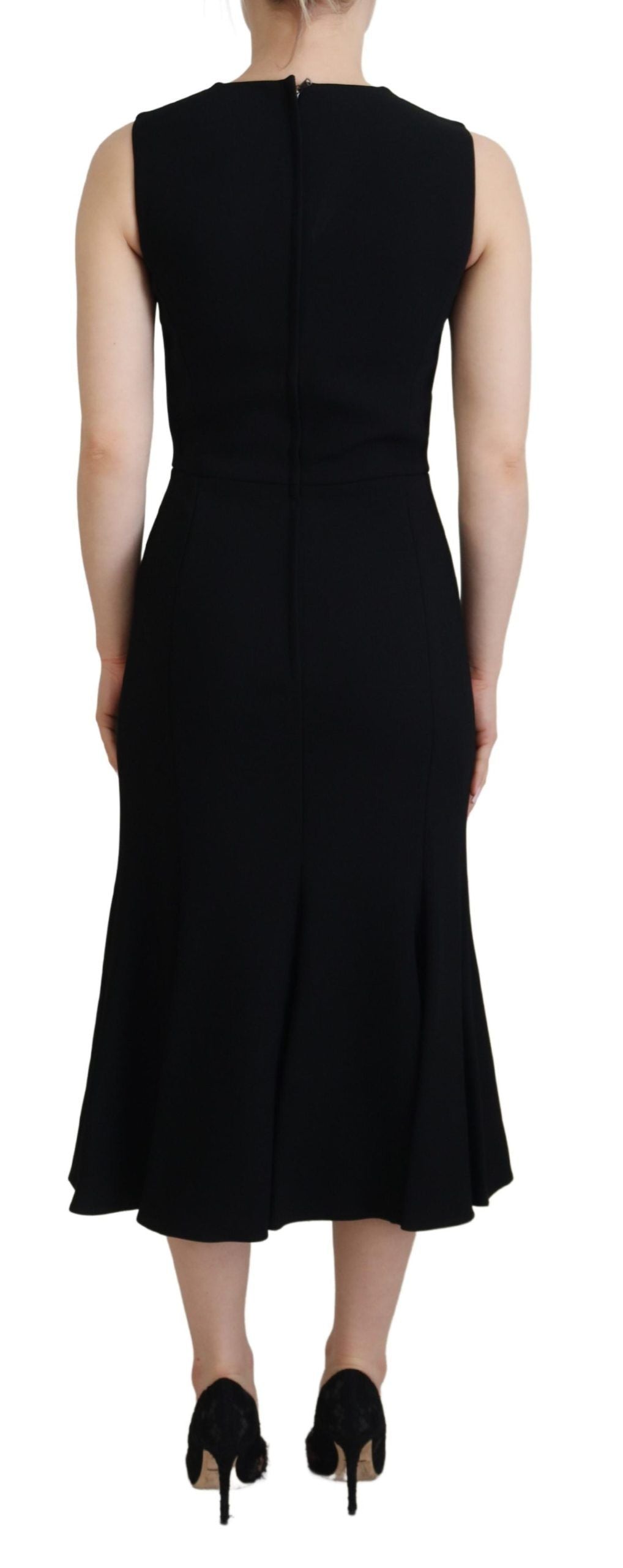 Dolce & Gabbana Vestido Negro Tipo Tubo Evasé de Viscosa