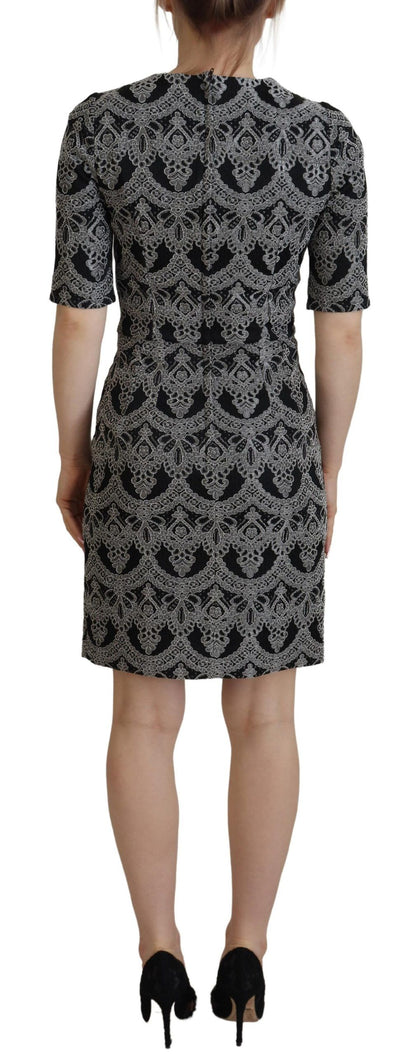 Vestido ajustado jacquard negro y gris de Dolce & Gabbana