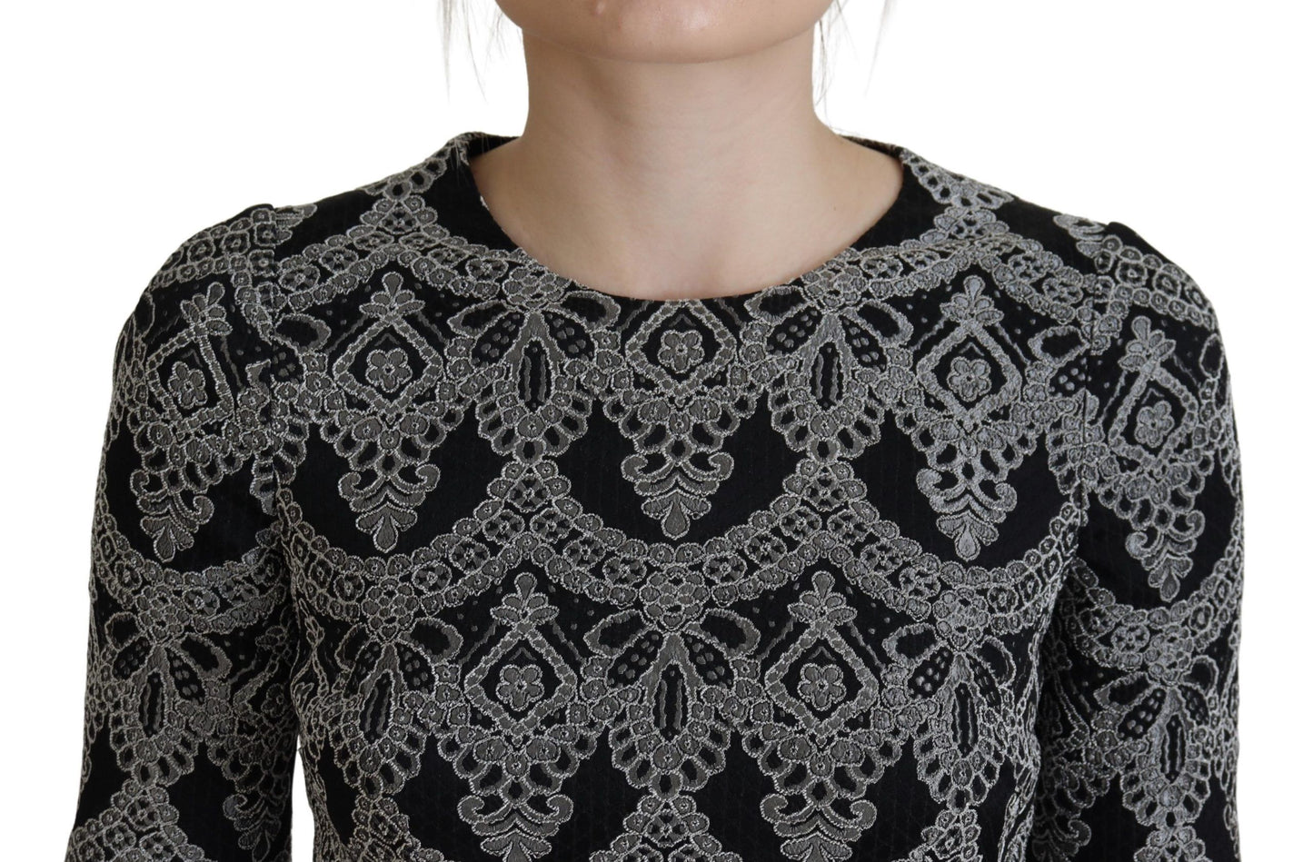 Vestido ajustado jacquard negro y gris de Dolce & Gabbana