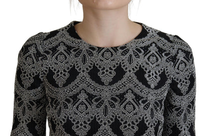 Vestido ajustado jacquard negro y gris de Dolce & Gabbana