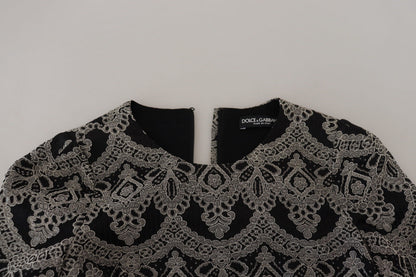 Vestido ajustado jacquard negro y gris de Dolce & Gabbana