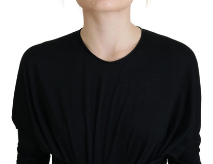 Vestido cruzado de lana Dolce & Gabbana negro de tipo tubo de largo medio