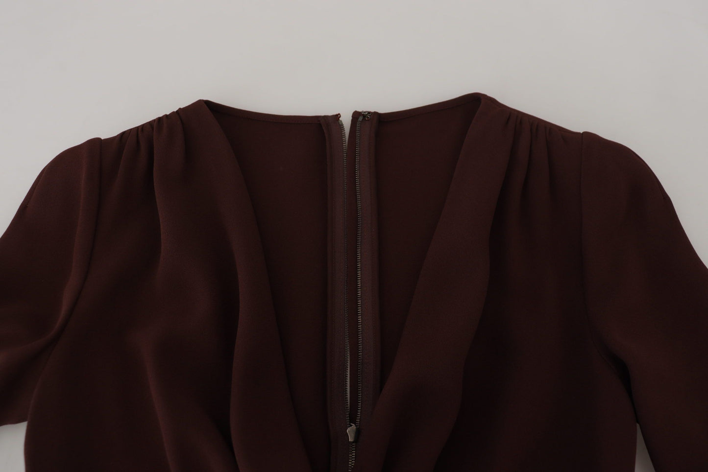 Vestido midi elástico Dolce & Gabbana marrón cruzado de manga larga