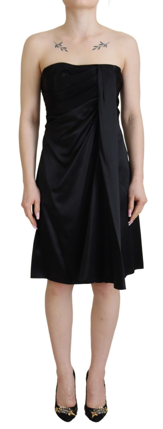Minivestido de fiesta corto recto de seda negra de Dolce & Gabbana