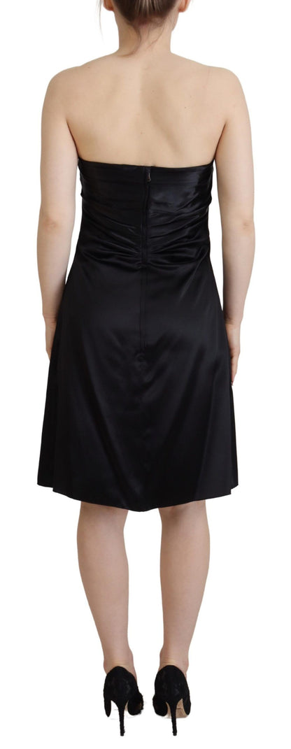 Minivestido de fiesta corto recto de seda negra de Dolce & Gabbana