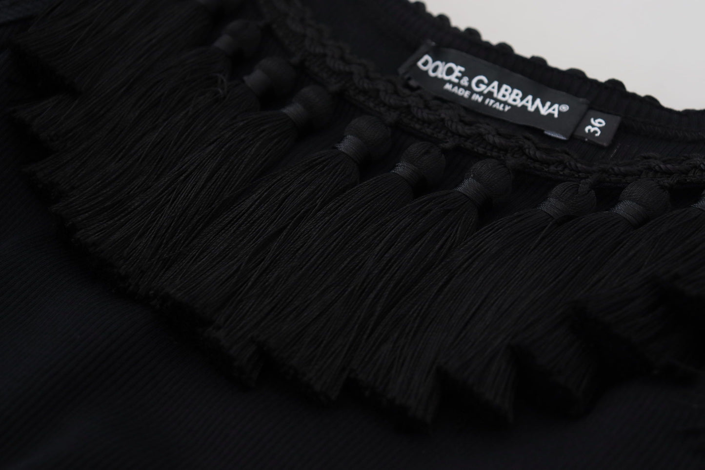 Blusa sin mangas negra con borlas de algodón Dolce & Gabbana
