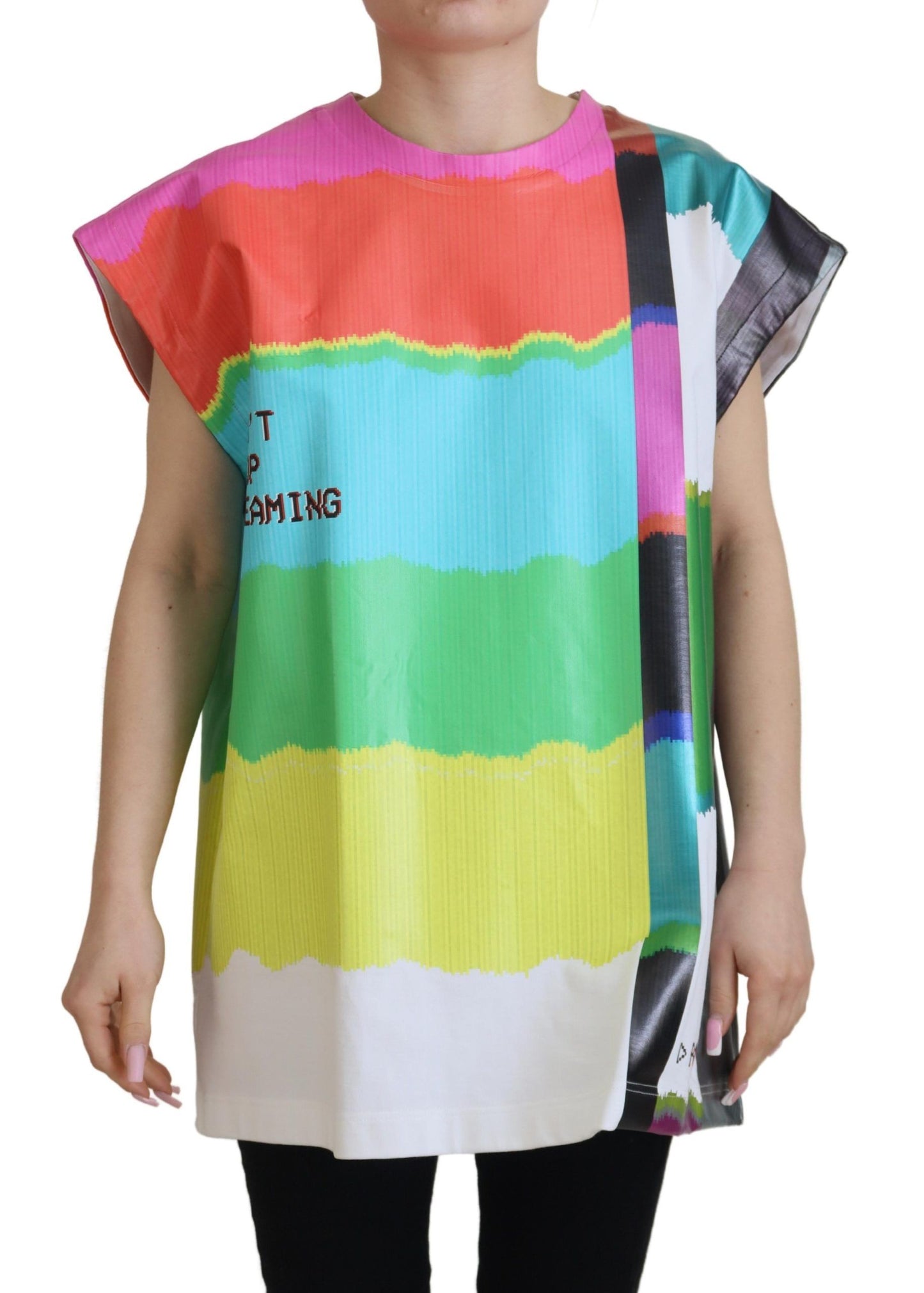 Blusa Dolce & Gabbana de algodón con estampado de televisión multicolor