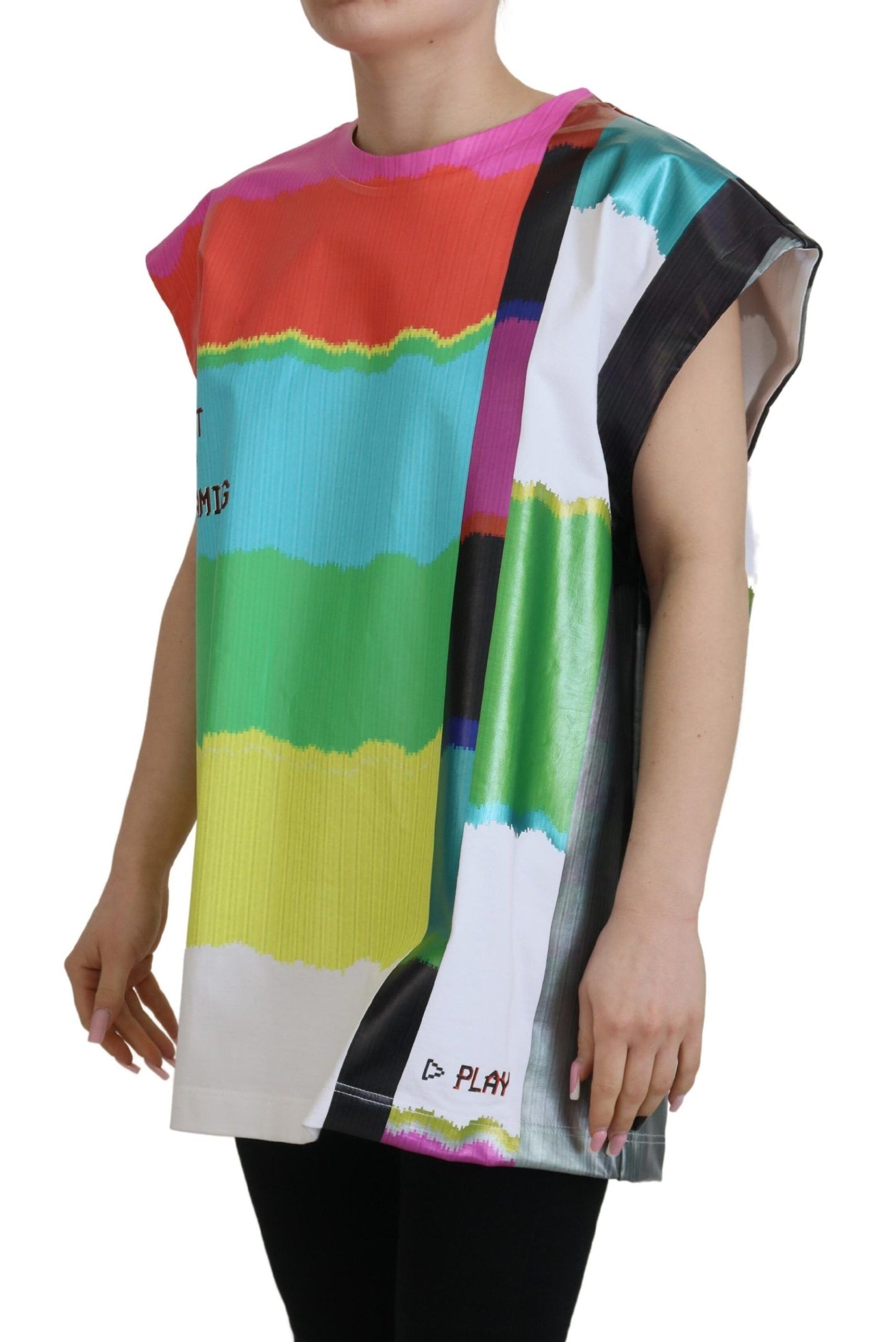 Blusa Dolce & Gabbana de algodón con estampado de televisión multicolor