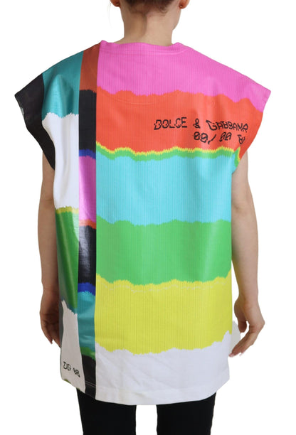 Blusa Dolce & Gabbana de algodón con estampado de televisión multicolor