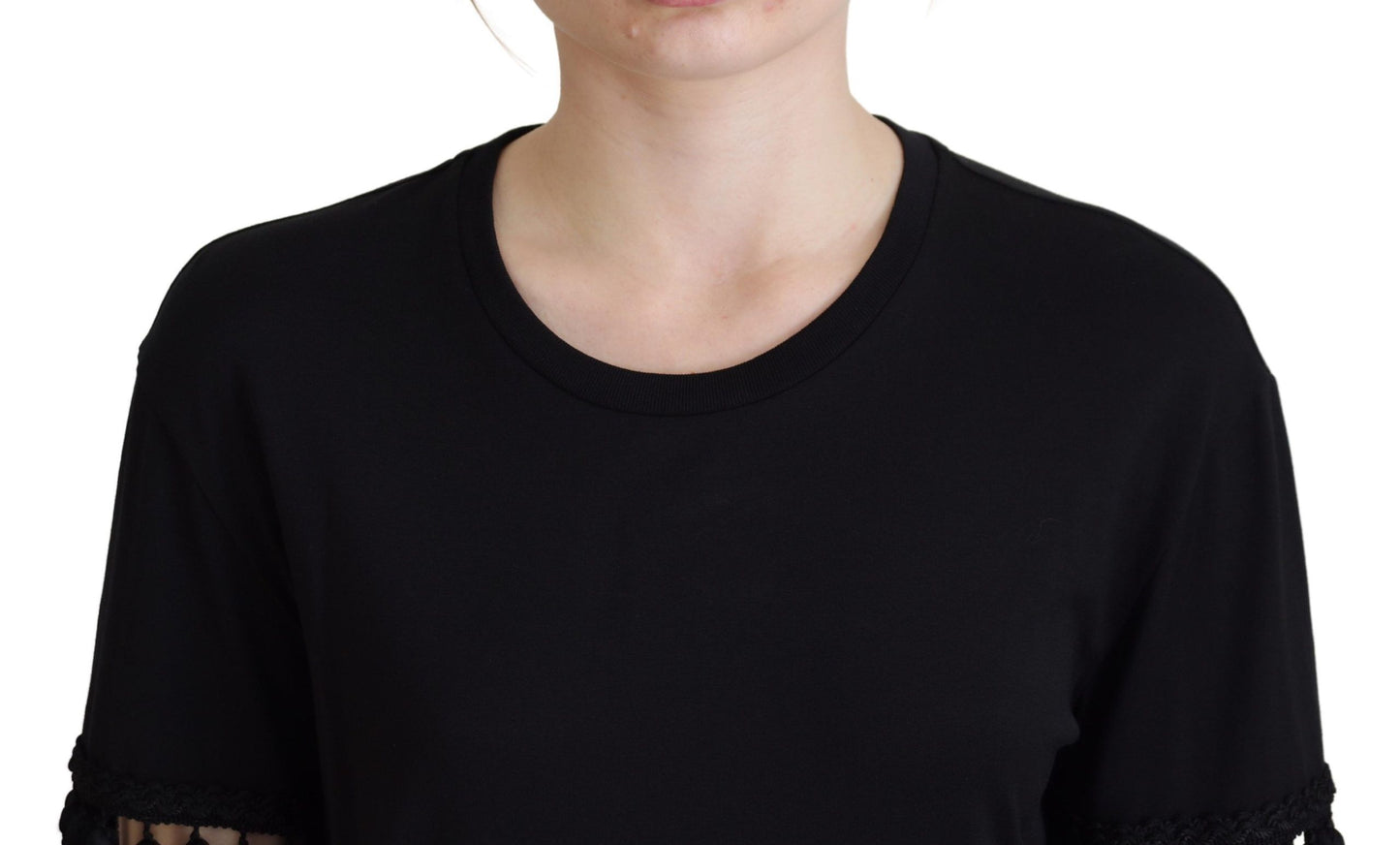 Blusa de algodón con borlas negra Dolce & Gabbana
