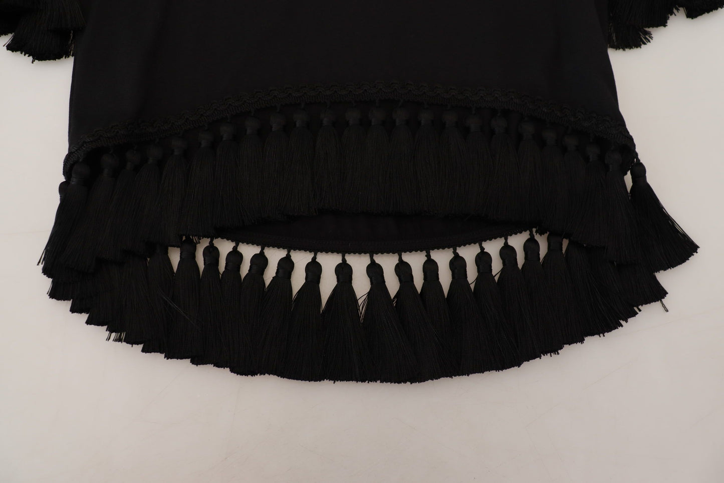 Blusa de algodón con borlas negra Dolce & Gabbana