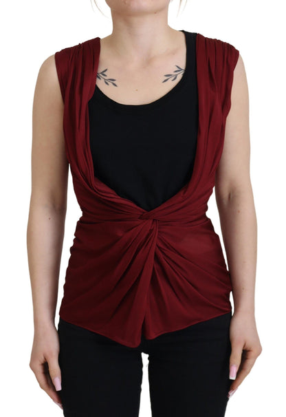 Top chaleco blusa elástico de seda burdeos de Dolce & Gabbana