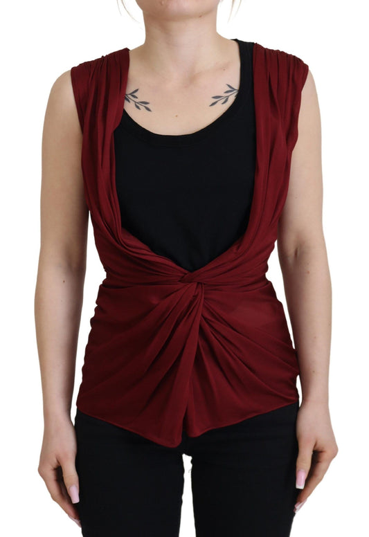 Top chaleco blusa elástico de seda burdeos de Dolce & Gabbana