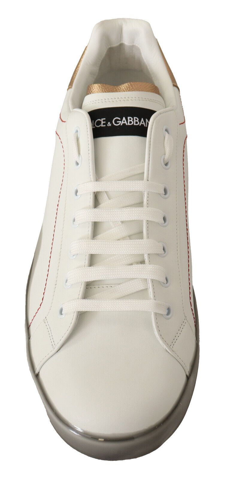 Zapatillas bajas de piel Dolce & Gabbana de oro blanco, calzado casual