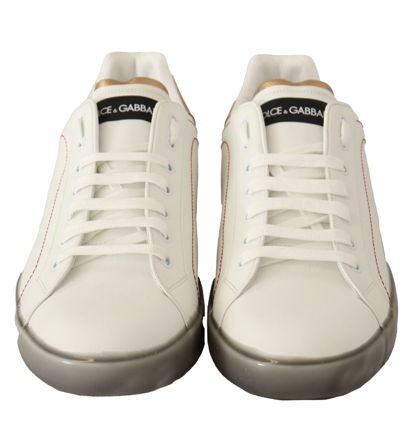 Zapatillas bajas de piel Dolce & Gabbana de oro blanco, calzado casual