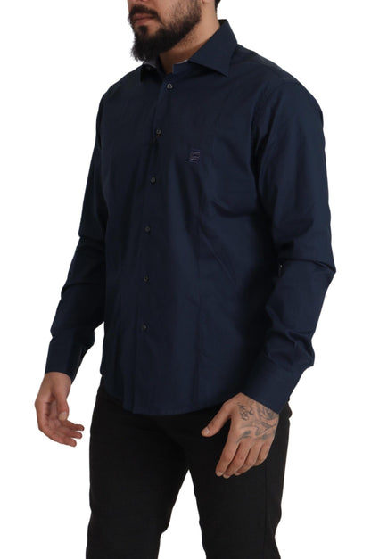 Camisa Formal de Algodón Azul Marino Roberto Cavalli