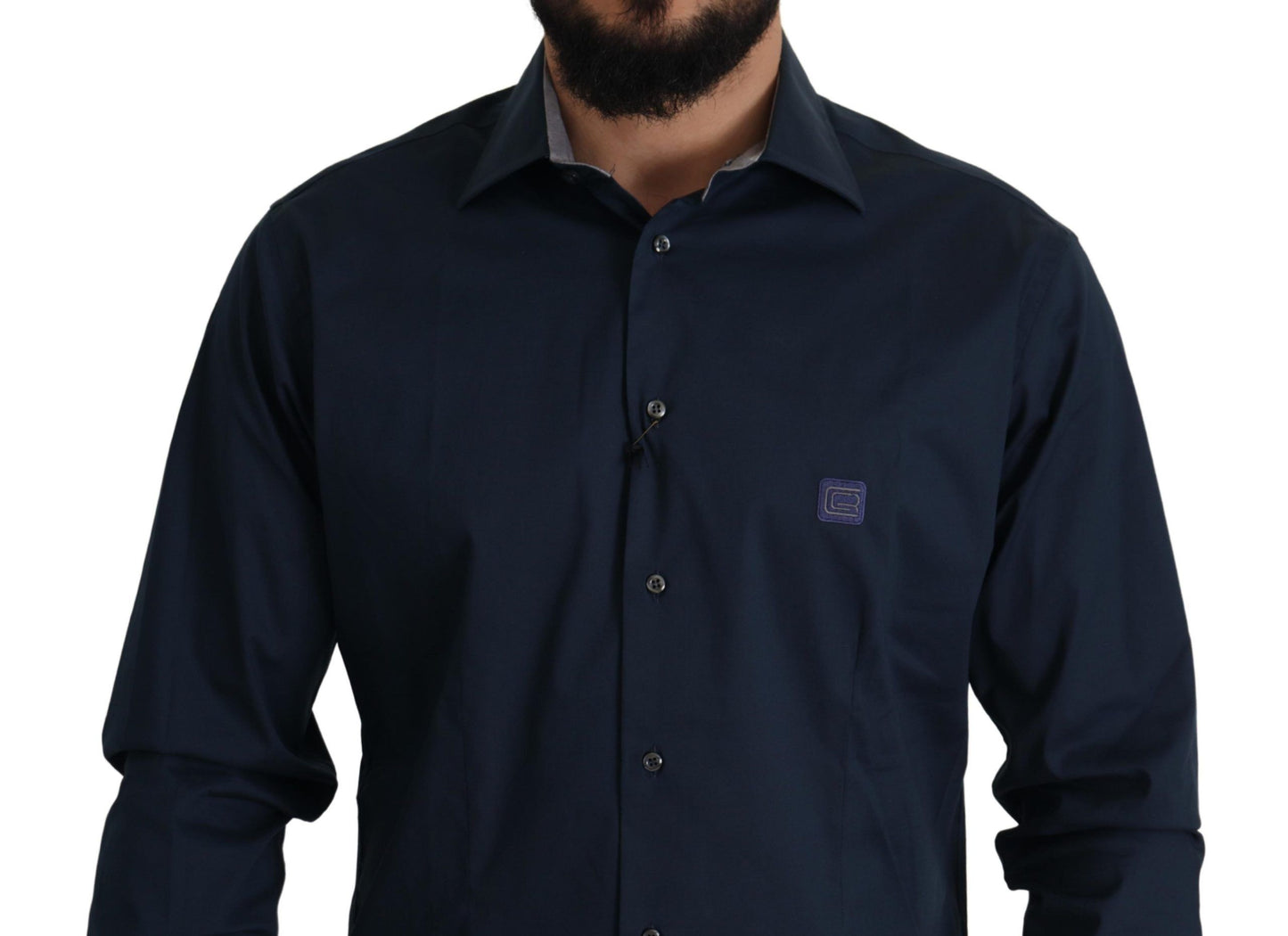 Camisa Formal de Algodón Azul Marino Roberto Cavalli