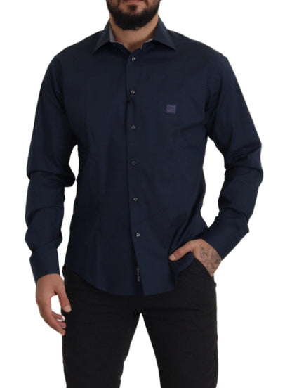 Camisa Formal de Algodón Azul Marino Roberto Cavalli