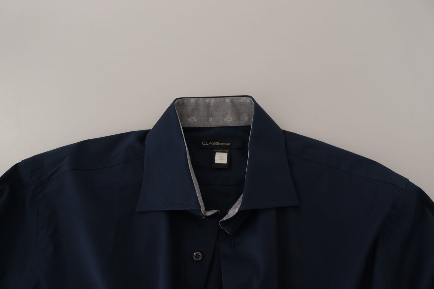 Camisa Formal de Algodón Azul Marino Roberto Cavalli