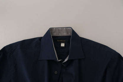 Camisa Formal de Algodón Azul Marino Roberto Cavalli