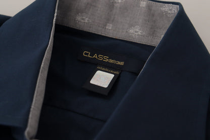 Camisa Formal de Algodón Azul Marino Roberto Cavalli