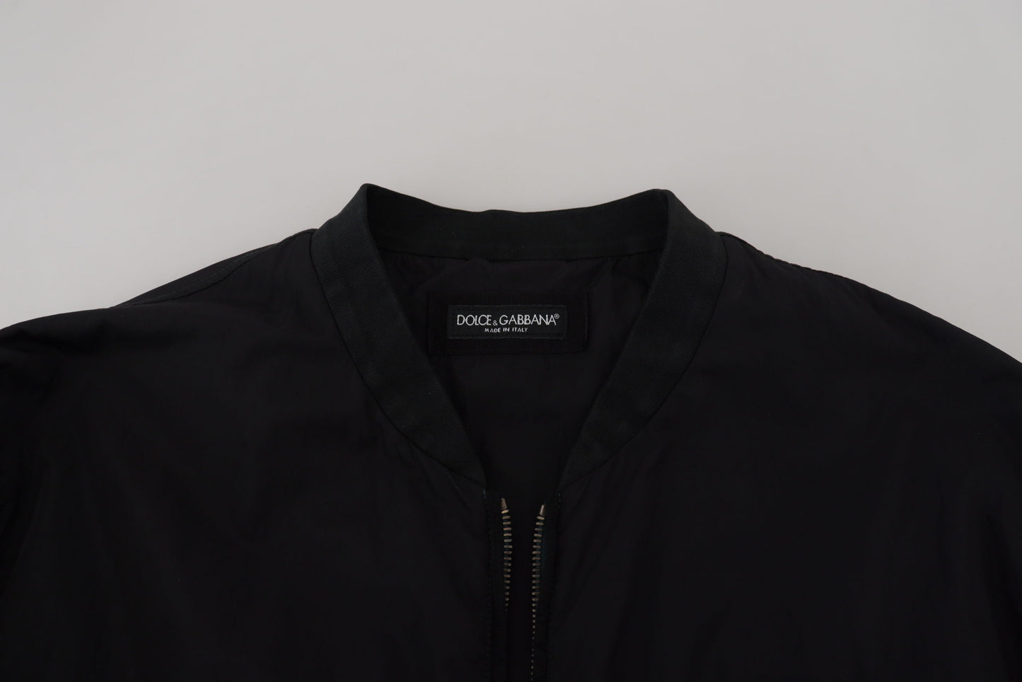 Chaqueta bomber con cremallera y logo en nailon negro de Dolce & Gabbana