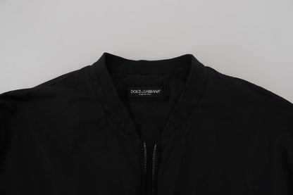 Chaqueta bomber con cremallera y logo en nailon negro de Dolce & Gabbana
