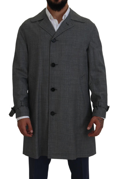 Dolce & Gabbana Abrigo Largo de Lana Gris a Cuadros