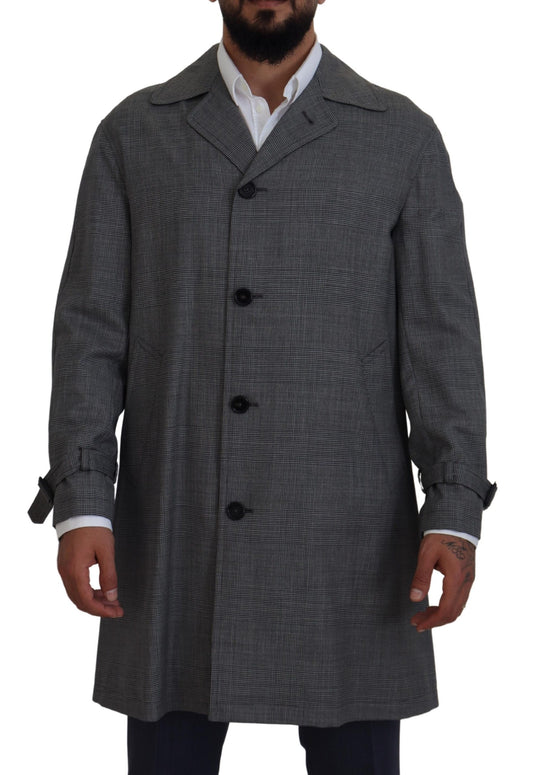 Dolce & Gabbana Abrigo Largo de Lana Gris a Cuadros