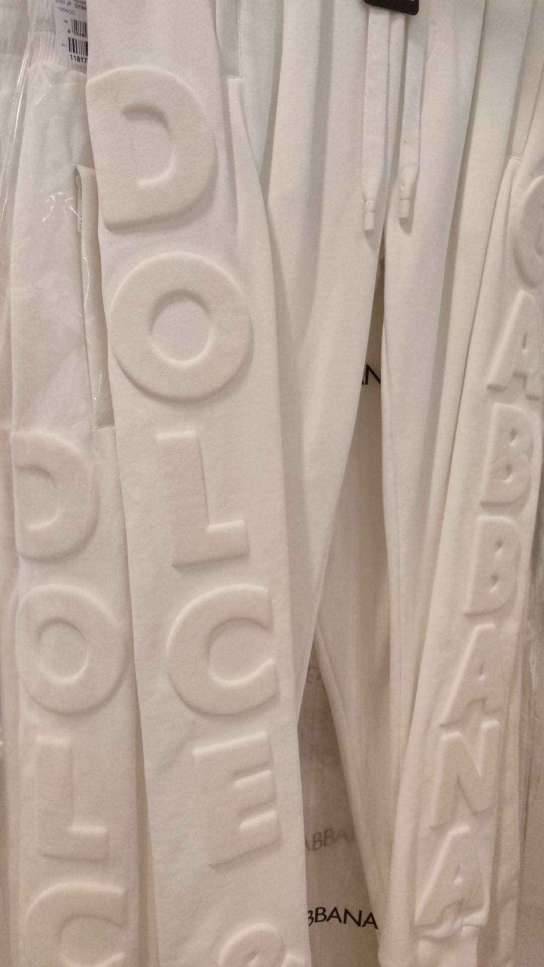 Pantalones deportivos largos Dolce & Gabbana de algodón blanco con logo