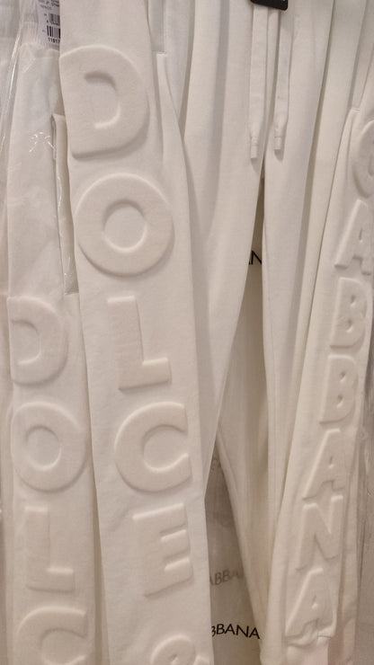 Pantalones deportivos largos Dolce & Gabbana de algodón blanco con logo