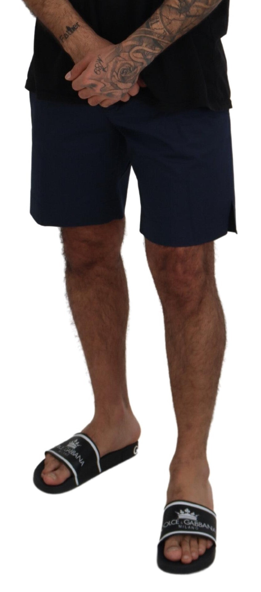 Dolce & Gabbana Pantalones cortos casuales de algodón elástico tipo chino en azul