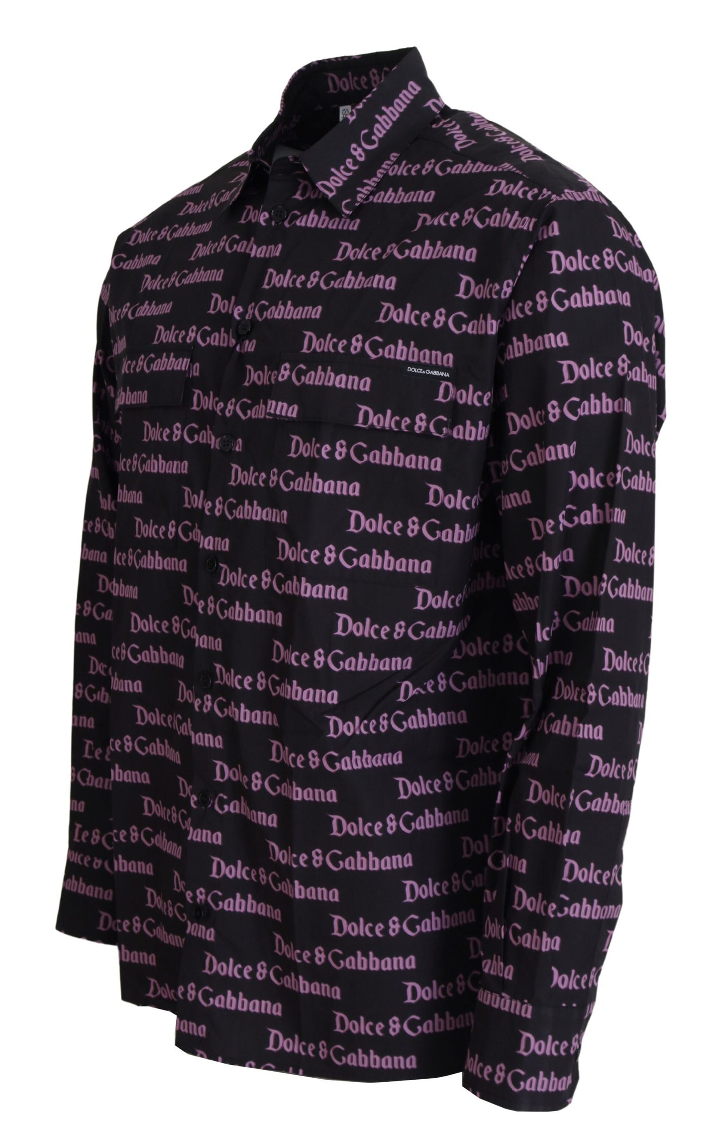 Camisa formal entallada con logo negro y morado de Dolce & Gabbana
