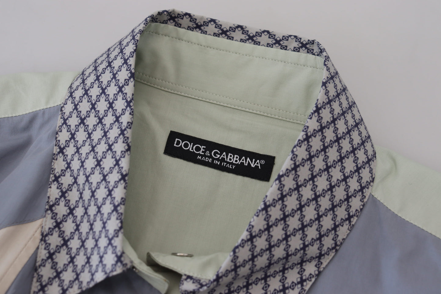 Camisa entallada con patchwork multicolor de algodón de Dolce & Gabbana