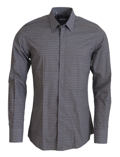 Camisa de vestir formal ajustada GOLD gris marrón Dolce & Gabbana