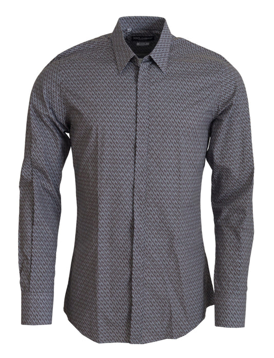 Camisa de vestir formal ajustada GOLD gris marrón Dolce & Gabbana