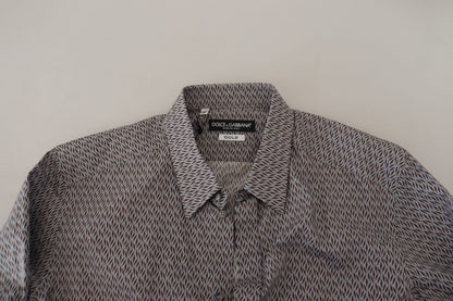 Camisa de vestir formal ajustada GOLD gris marrón Dolce & Gabbana