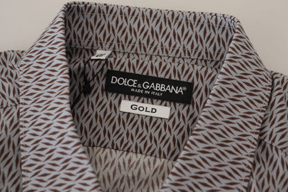 Camisa de vestir formal ajustada GOLD gris marrón Dolce & Gabbana