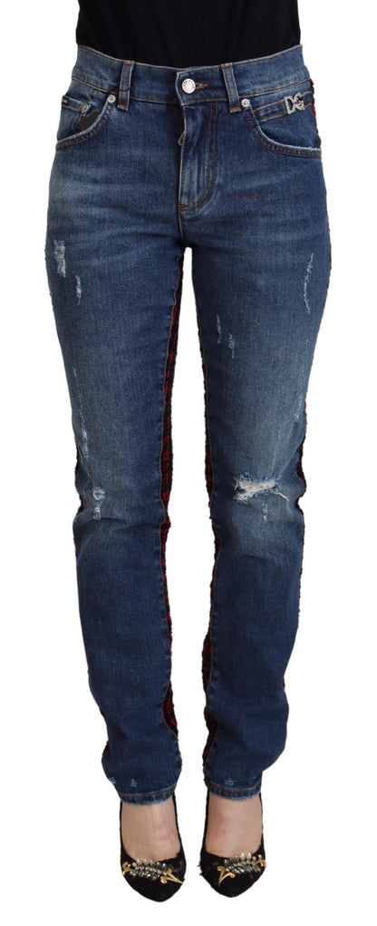 Vaqueros pitillo a cuadros azules Dolce & Gabbana