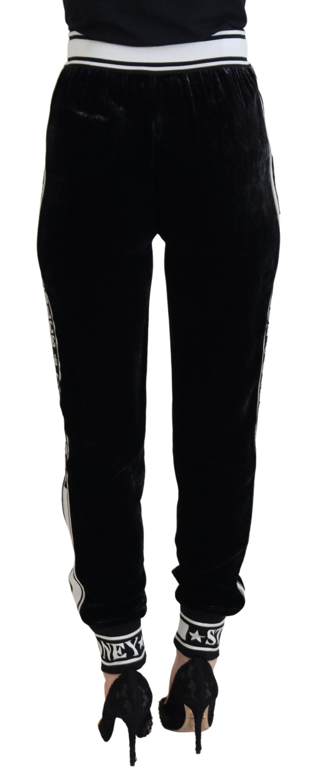 Dolce & Gabbana Pantalones de terciopelo negros con logo DG