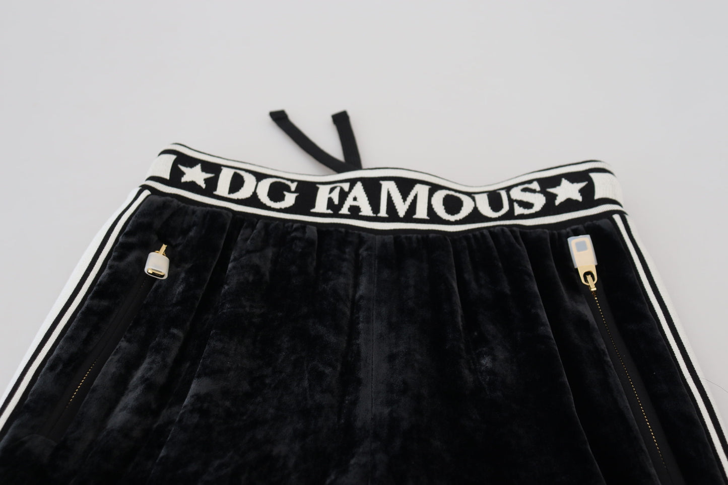 Dolce & Gabbana Pantalones de terciopelo negros con logo DG